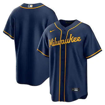 mens nike navy milwaukee brewers alternate replica team jer